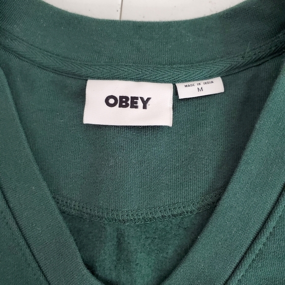 Obey Pine Green Vest Size M Slide Fleece Embroidered Dog Sleeveless Top Preppy - Picture 10 of 11